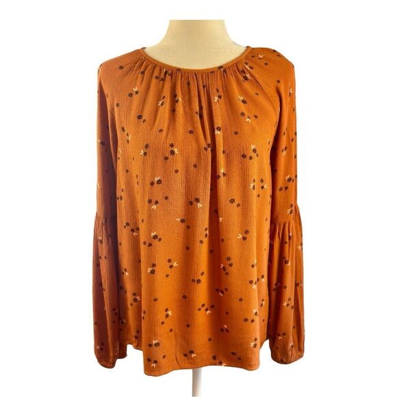 Sonoma Orange Relaxed Pleated Blouse Sz M - Picture 1 of 12